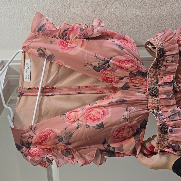 MAC DUGGAL Ruffled Cut Out Cap Sleeve V Neck Gown - Picture 6 of 9